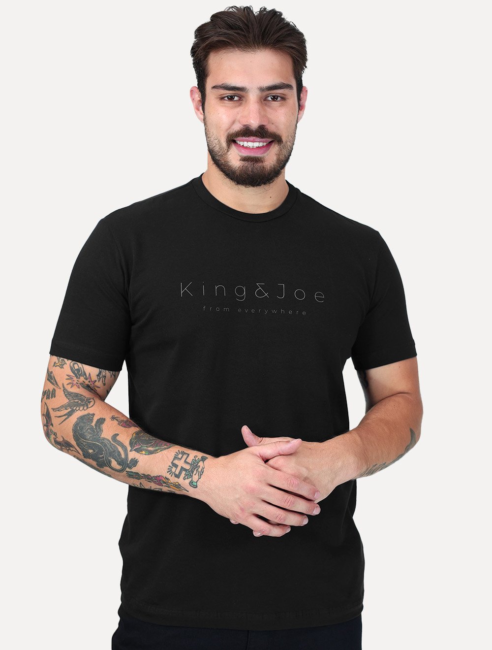 Camiseta King & Joe Masculina Premium Cotton Flex Estampada Preto