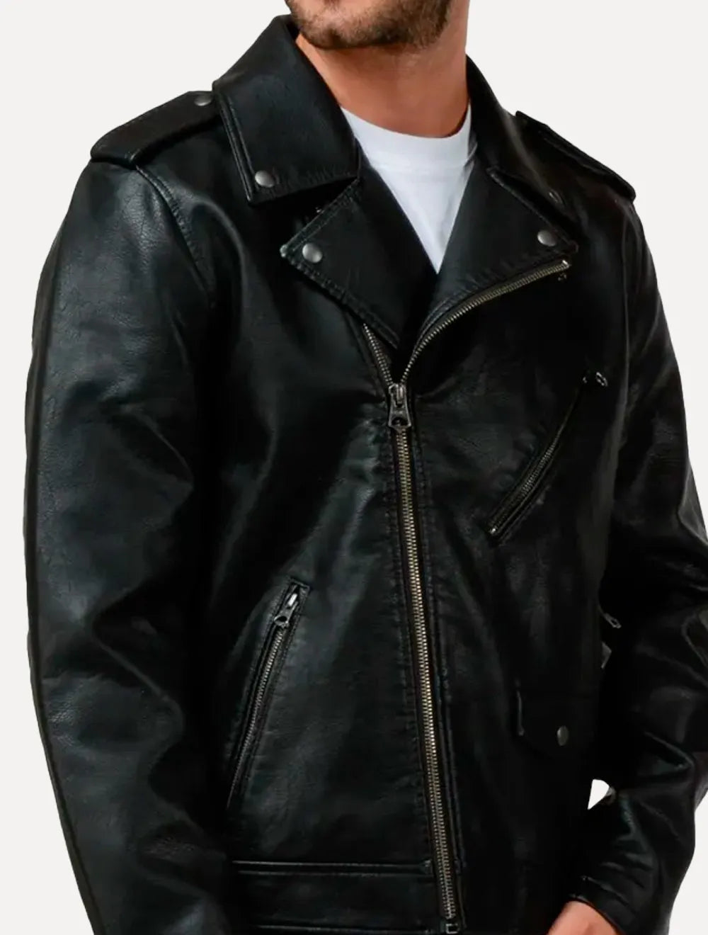 Jaqueta Levis Masculina Couro Standart Asym Motorcycle Preta
