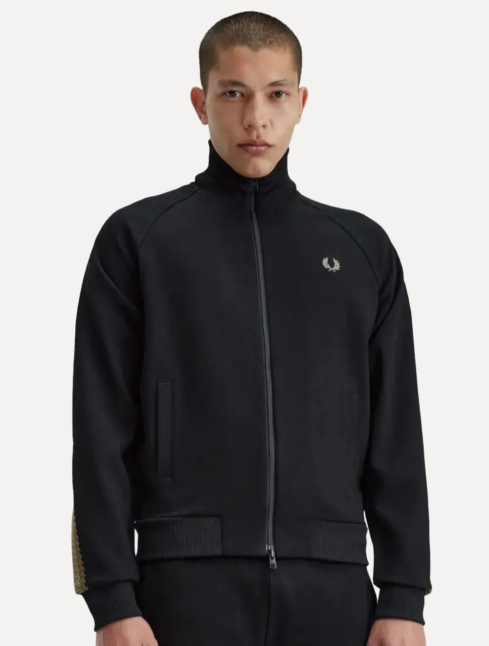 Jaqueta Fred Perry Masculina Crochet Taped Track Preta