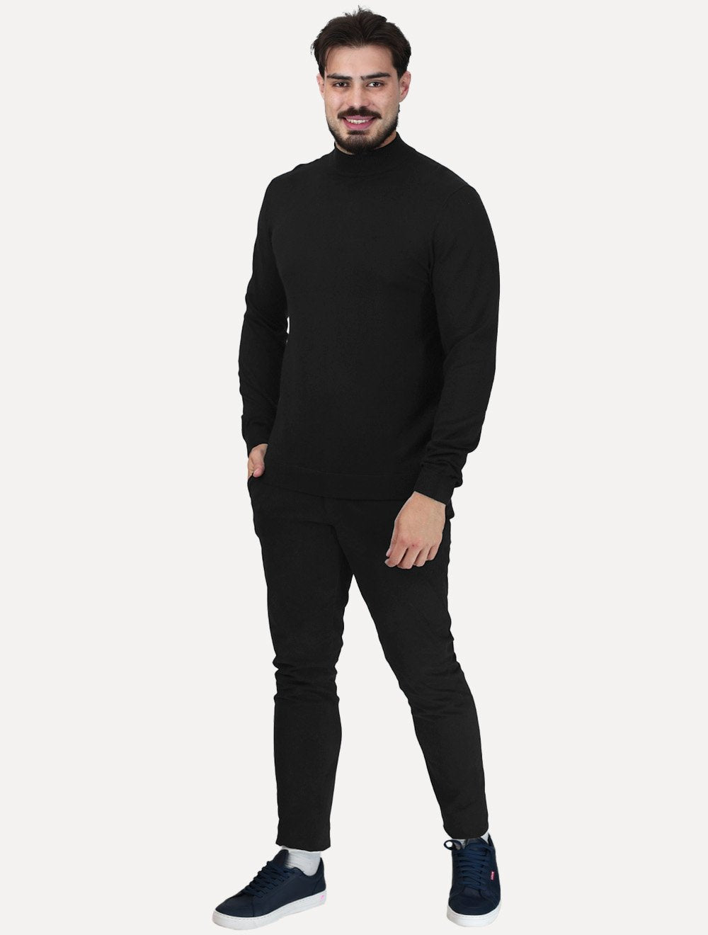 Blusa Aramis Masculina Tricot Gola Careca Viscose Preta