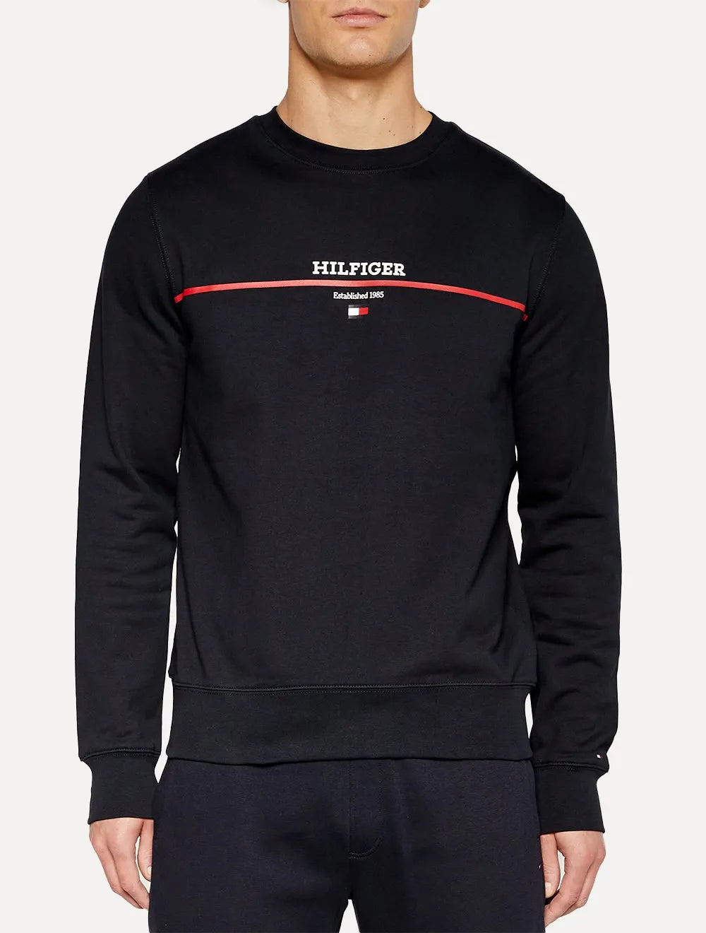 Moletom Tommy Hilfiger Masculino Stripe Terry 1985 Preto