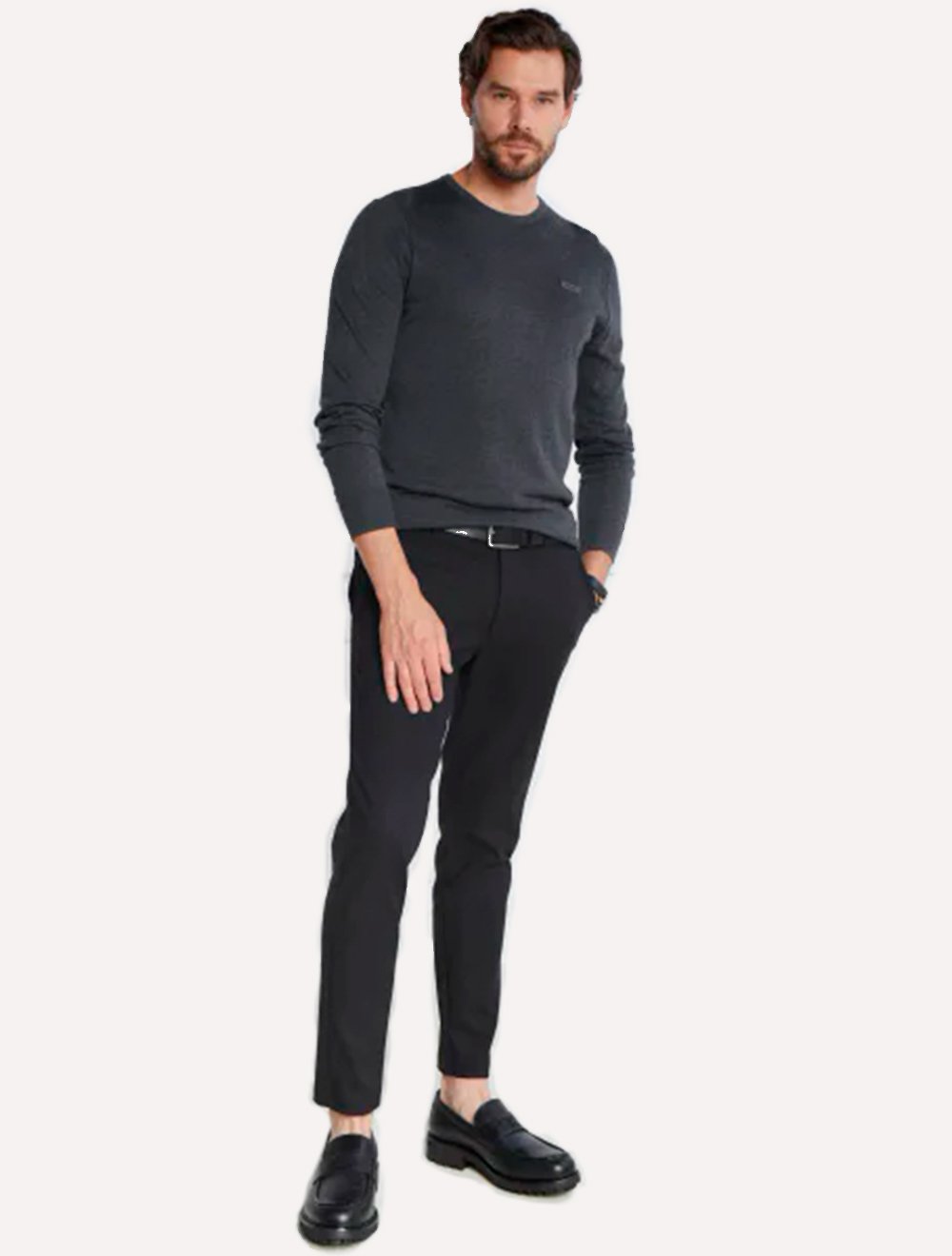 Suéter Calvin Klein Jeans Masculino Tricot C-Neck Silk Blend Chumbo Mescla