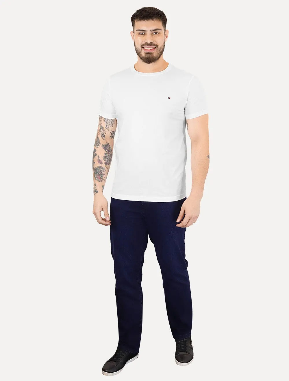 Camiseta Tommy Hilfiger Masculina Slim Fit Essential Stretch Branca