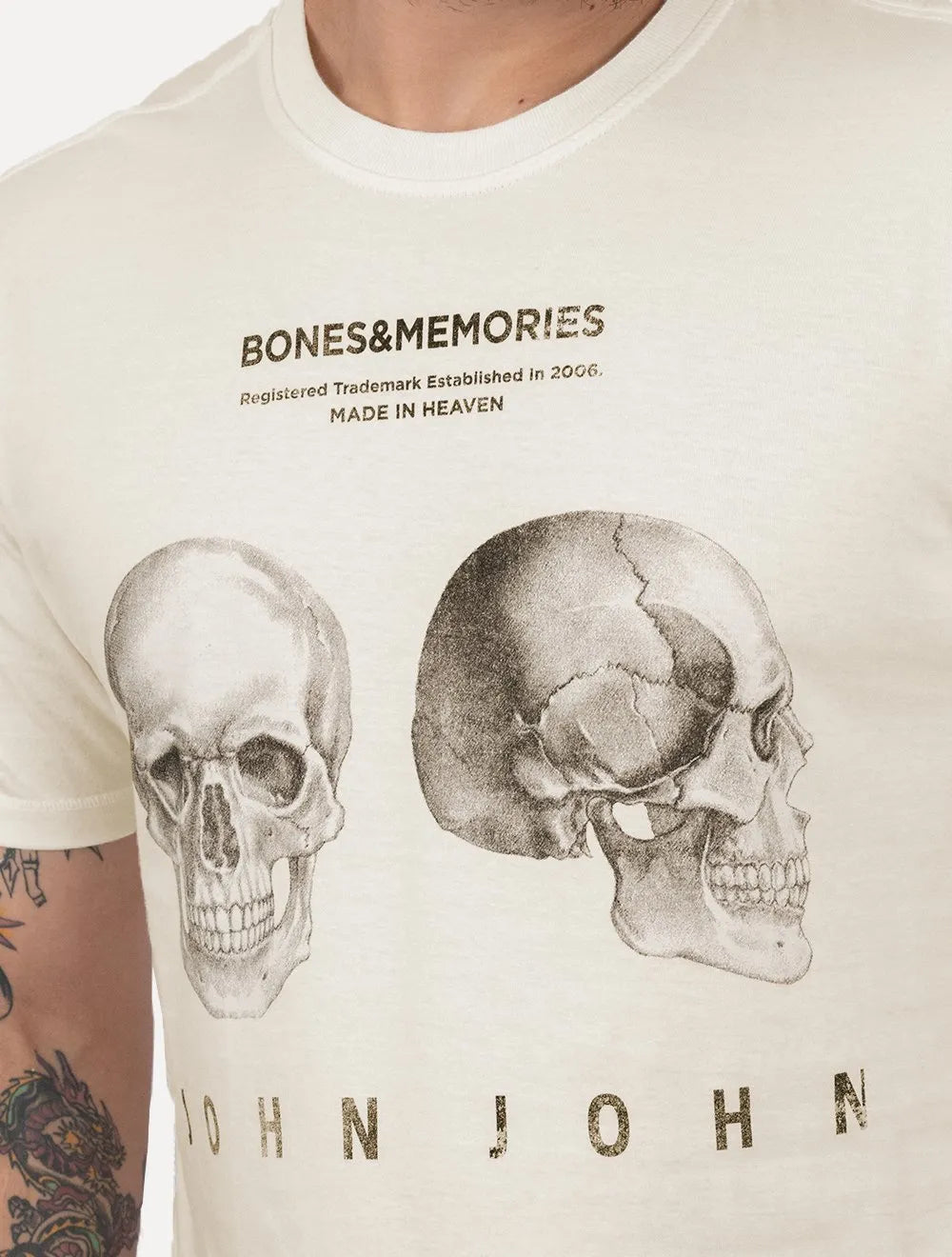 Camiseta John John Masculina Relaxed Fit Bones e Memories Off-White