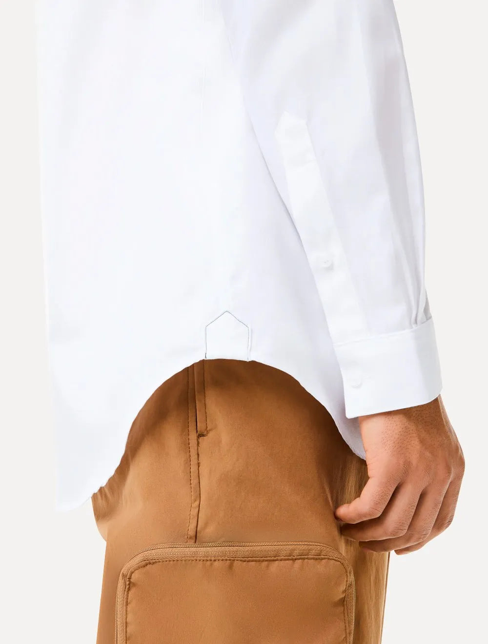 Camisa Lacoste Regular Poplin Cotton Pocket Mono Branca