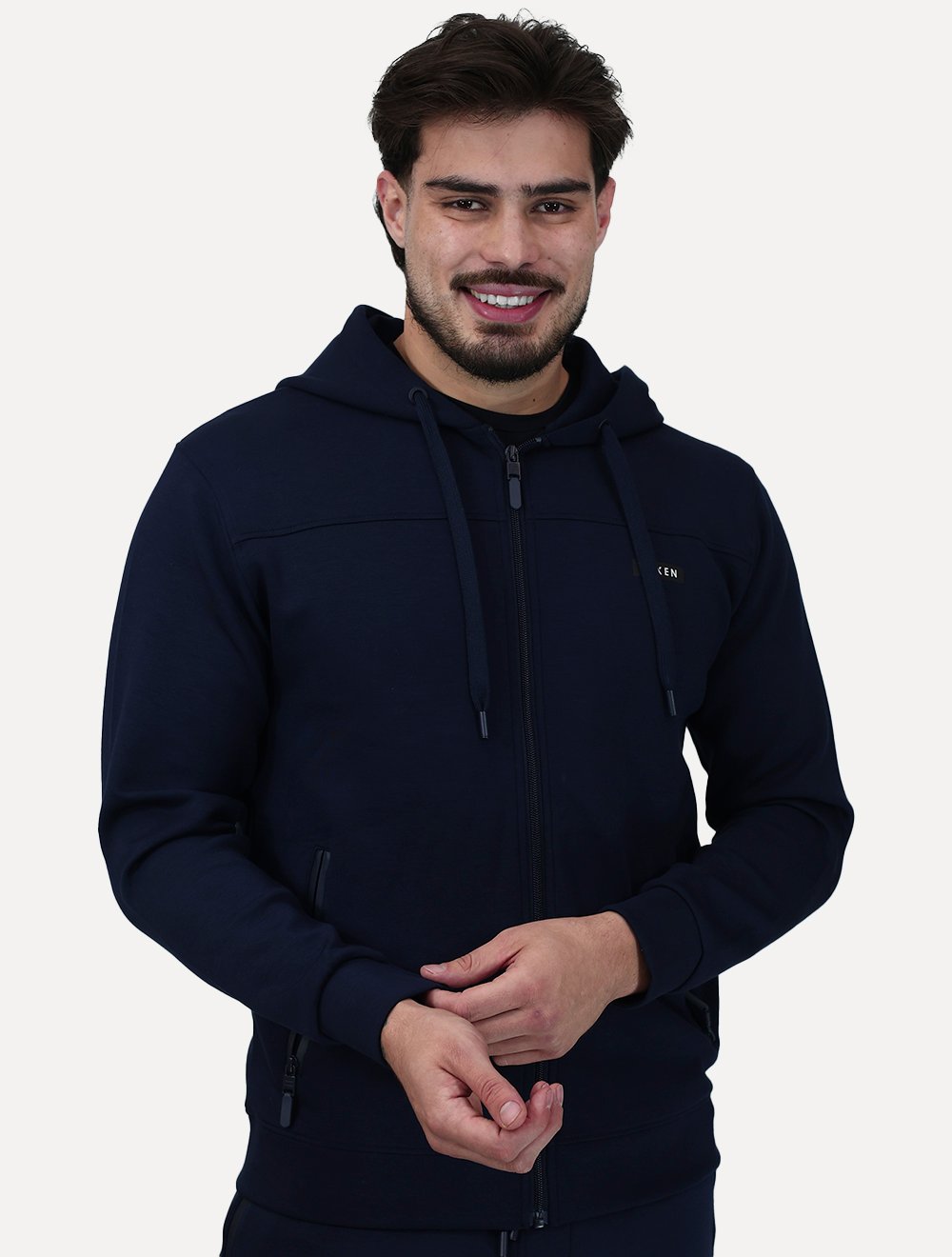Conjunto Dixen Agasalho Moletom Jaqueta com Zíper Frontal Azul Marinho