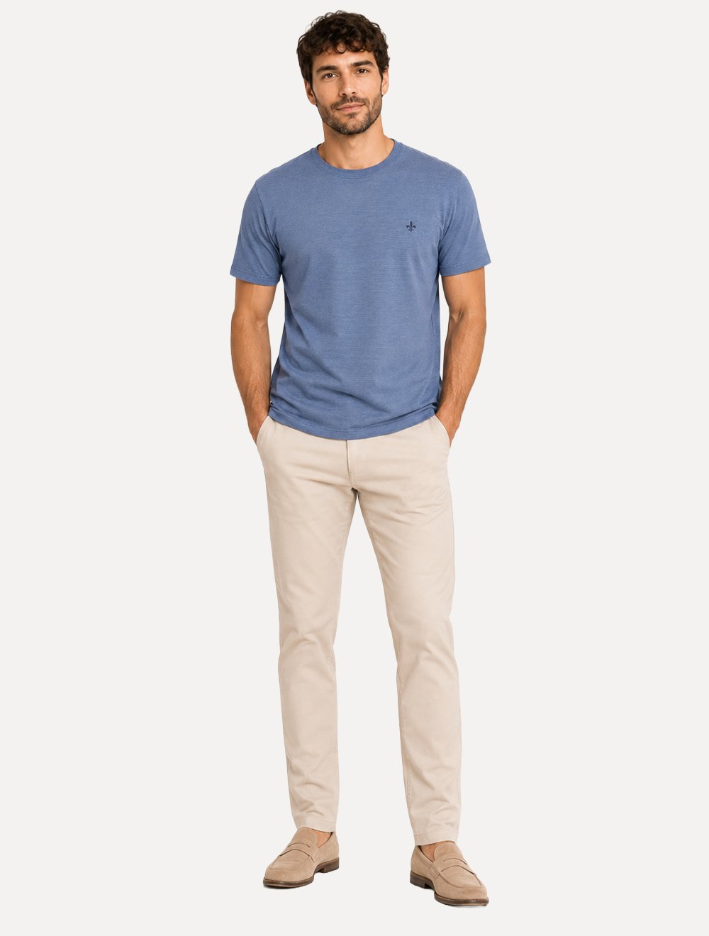 Camiseta Dudalina Regular Fit Listras Azul Marinho