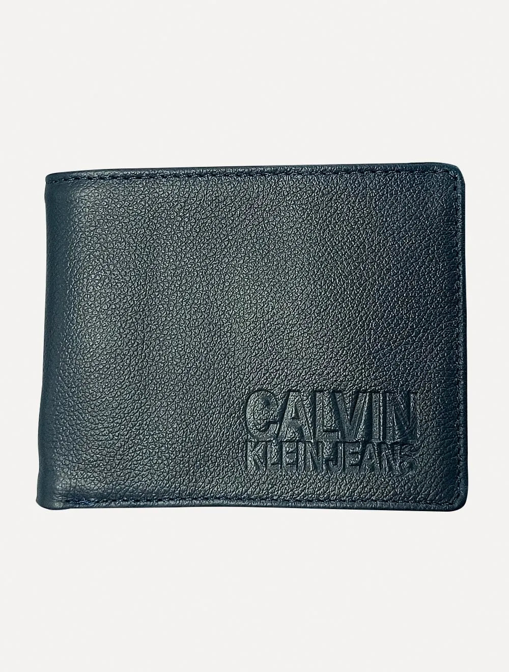 Carteira Calvin Klein Jeans Couro Under Logo Azul Marinho