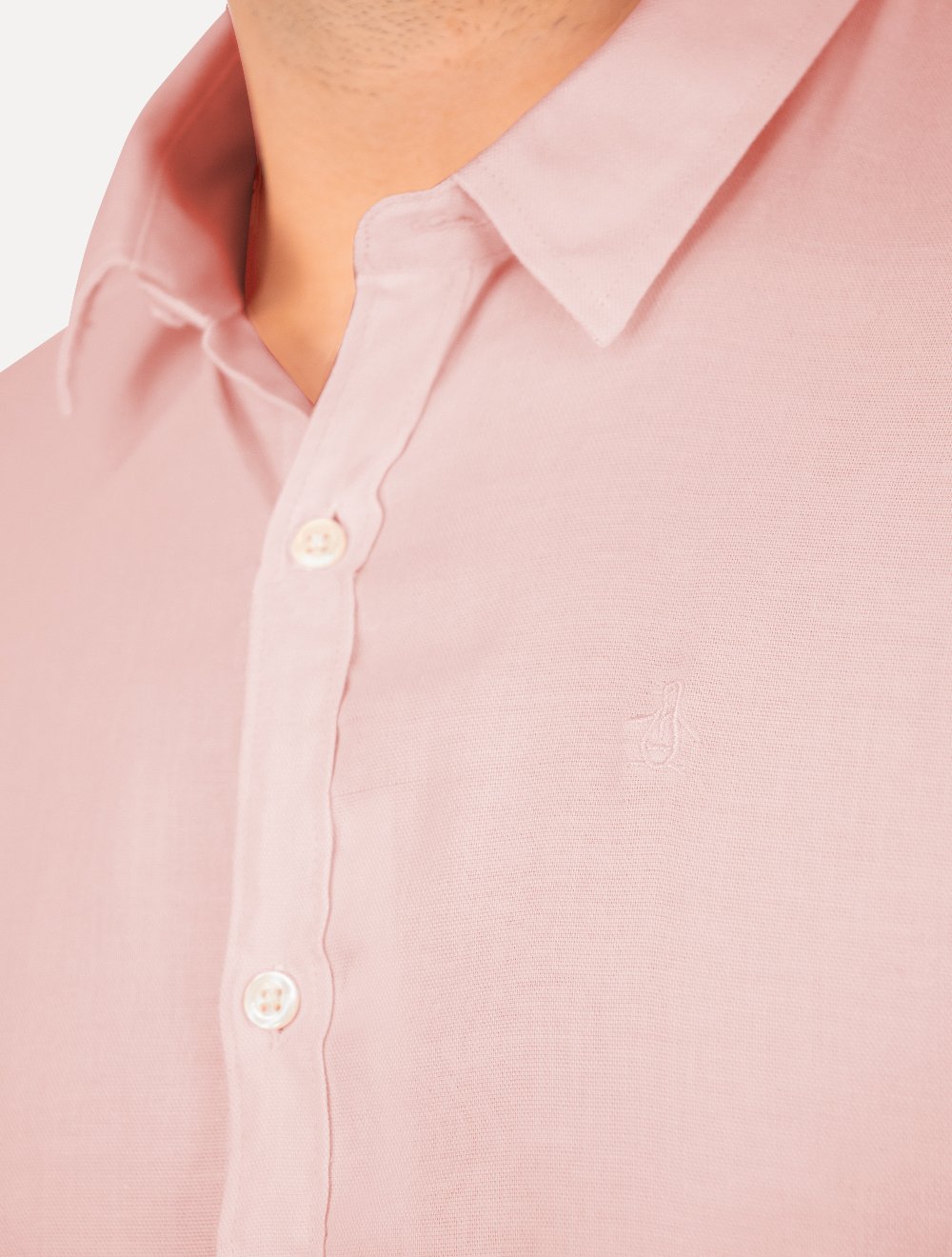Camisa Original Penguin Masculina Regular Oxford Rosa Claro Mescla