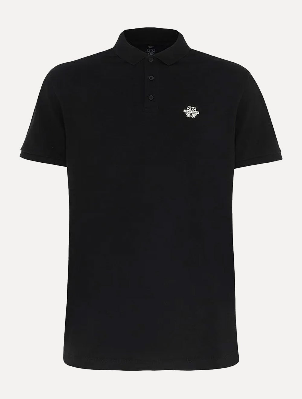 Polo John John Masculina Logo Transfer Preta