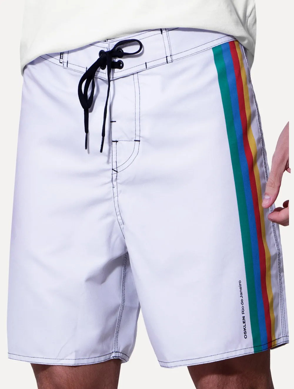 Bermuda Osklen Masculina D'Água Surf Color Stripes Off-White