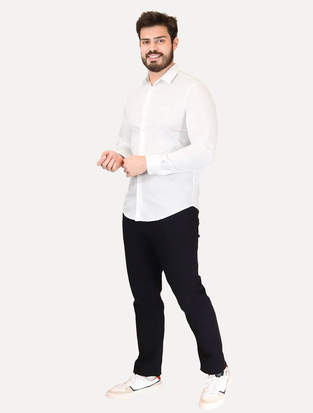 Camisa Empório Armani Masculina Stretch Embroidered Mono Logo Branca