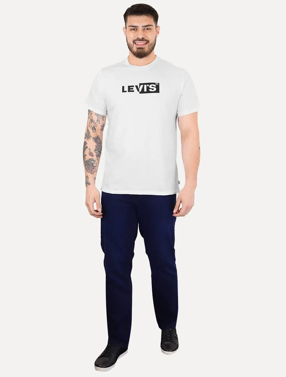 Camiseta Levis Masculina Original Inverse Logo Branca