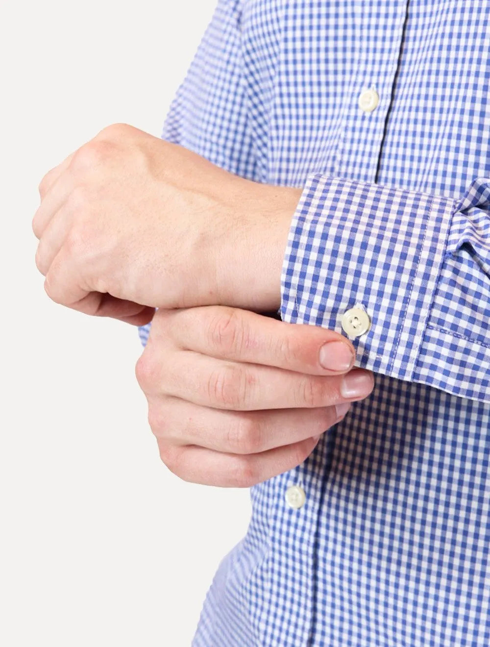 Camisa Tommy Hilfiger Masculina Xadrez Gingham Branca/Azul Médio