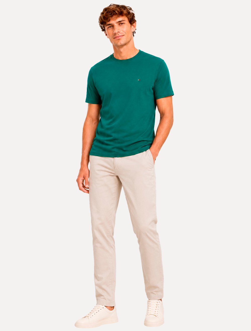 Camiseta Tommy Hilfiger Masculina Essential Cotton Verde Jade