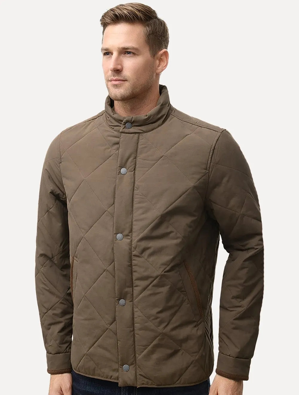 Jaqueta Dudalina Masculina Nylon Leve Matelasse Marrom