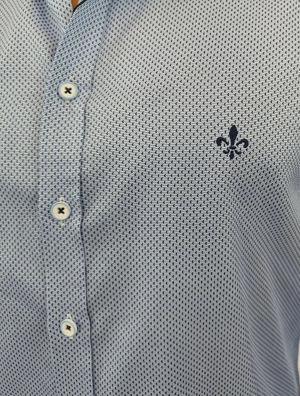 Camisa Dudalina Masculina Slim Superfine Cotton Mini Print Azul Claro
