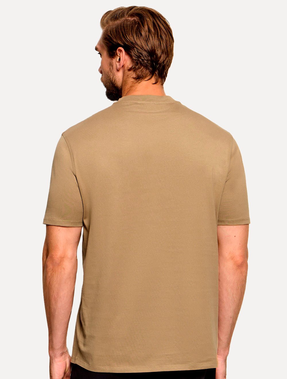 Camiseta Emporio Armani Masculina Slim Fit Pima Rubber Logo Cáqui