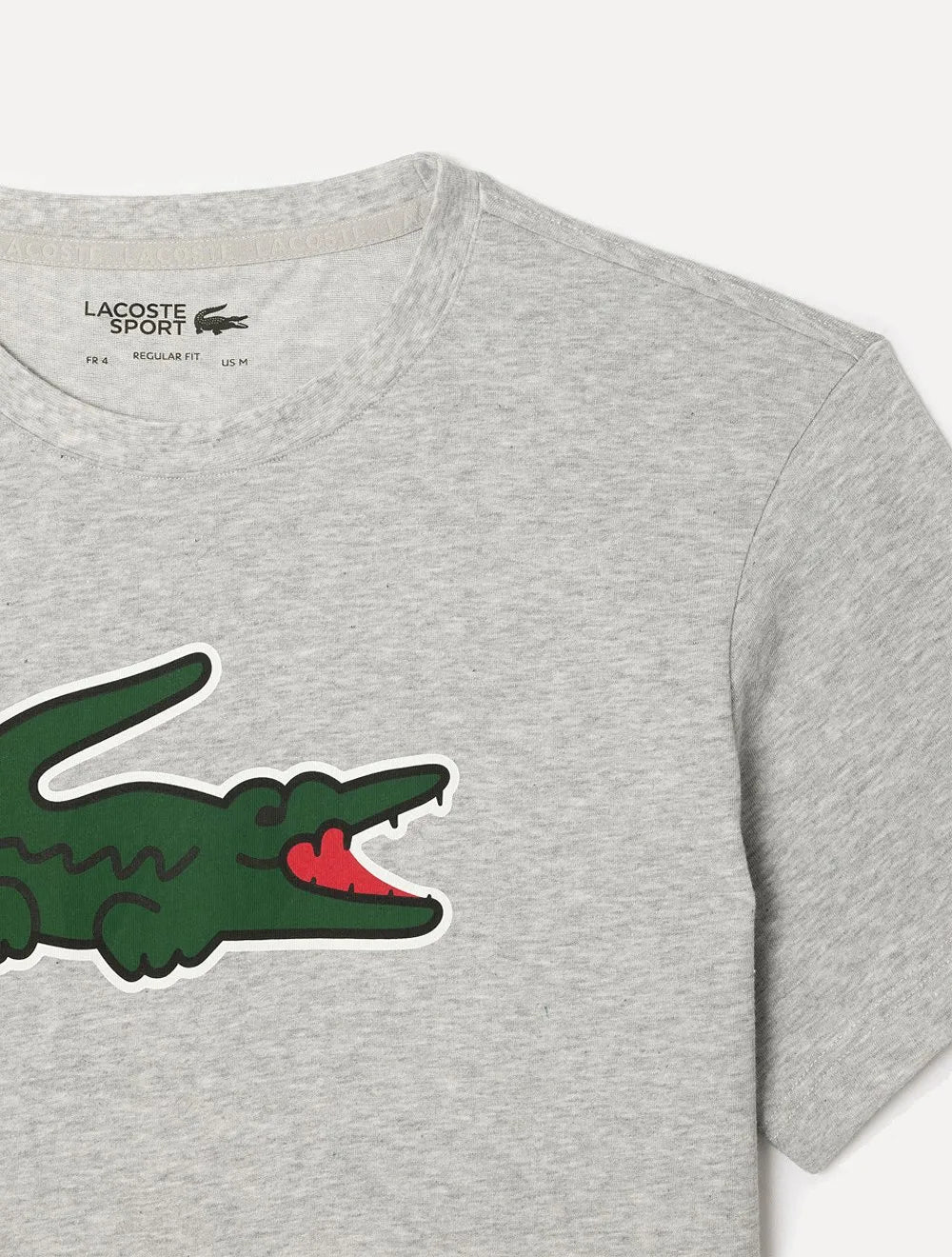 Camiseta Lacoste Masculina Regular Sport Dry Print Croco Cinza Mescla