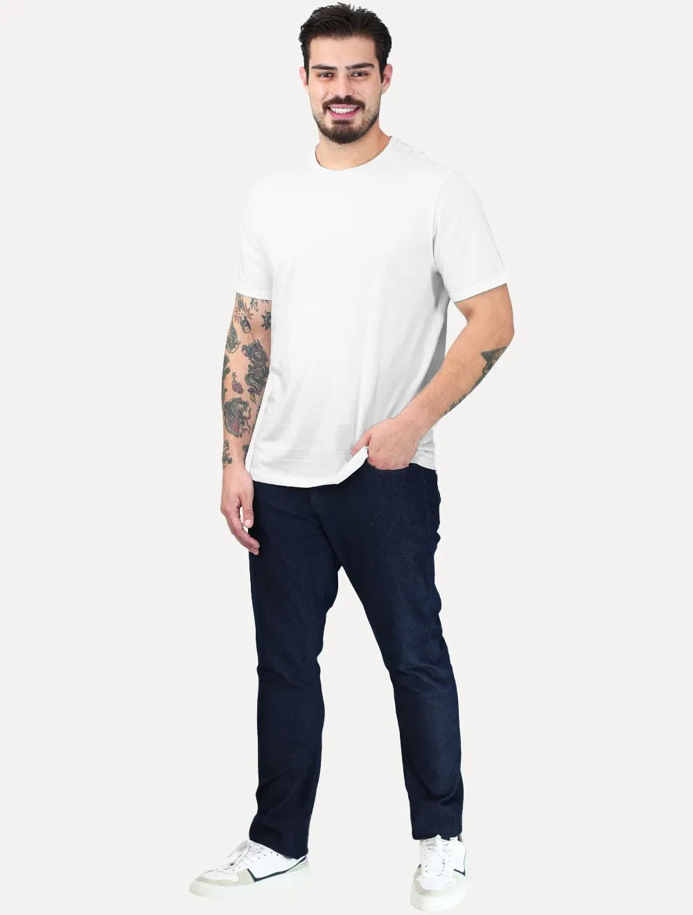 Camiseta Individual Slim Pima Soft Touch Logo Branca
