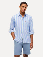 Camisa Tommy Jeans Masculina Regular Oxford Striped Azul