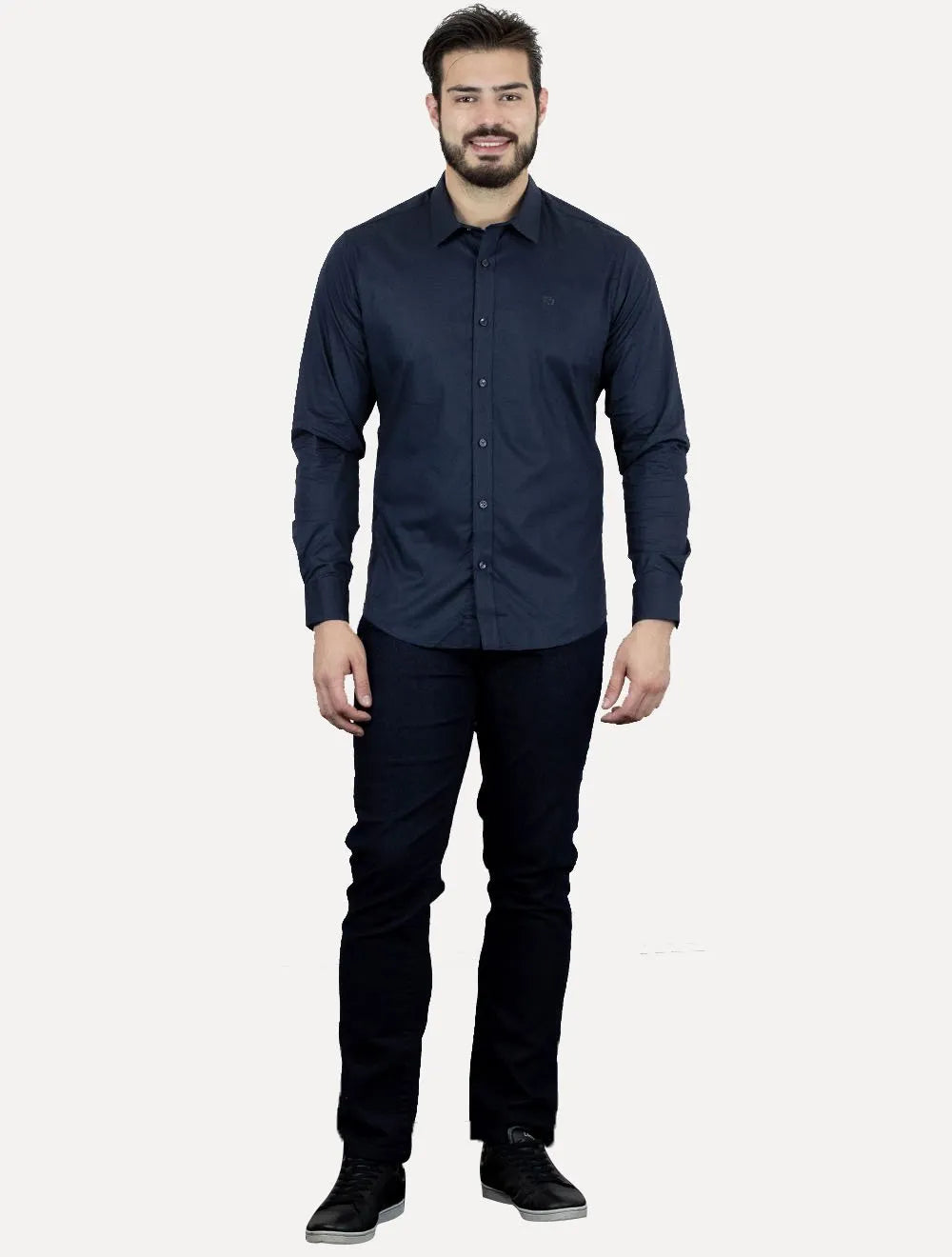 Camisa Colcci Masculina Slim Fit Básica Logo Azul Marinho