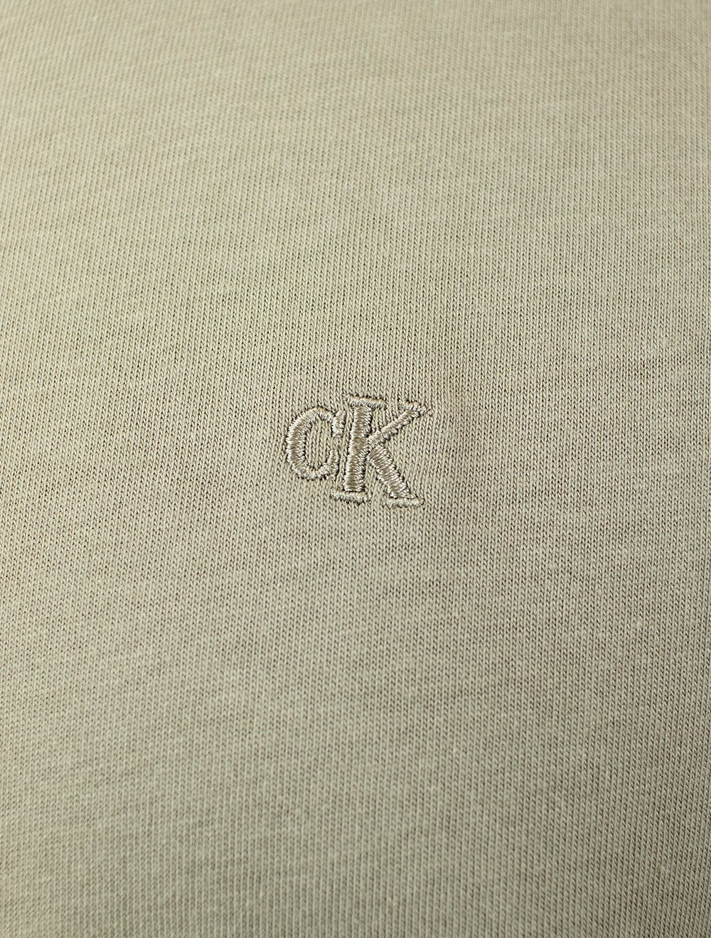 Camiseta Calvin Klein Jeans Masculina Rubber CK Frontal Cáqui Médio