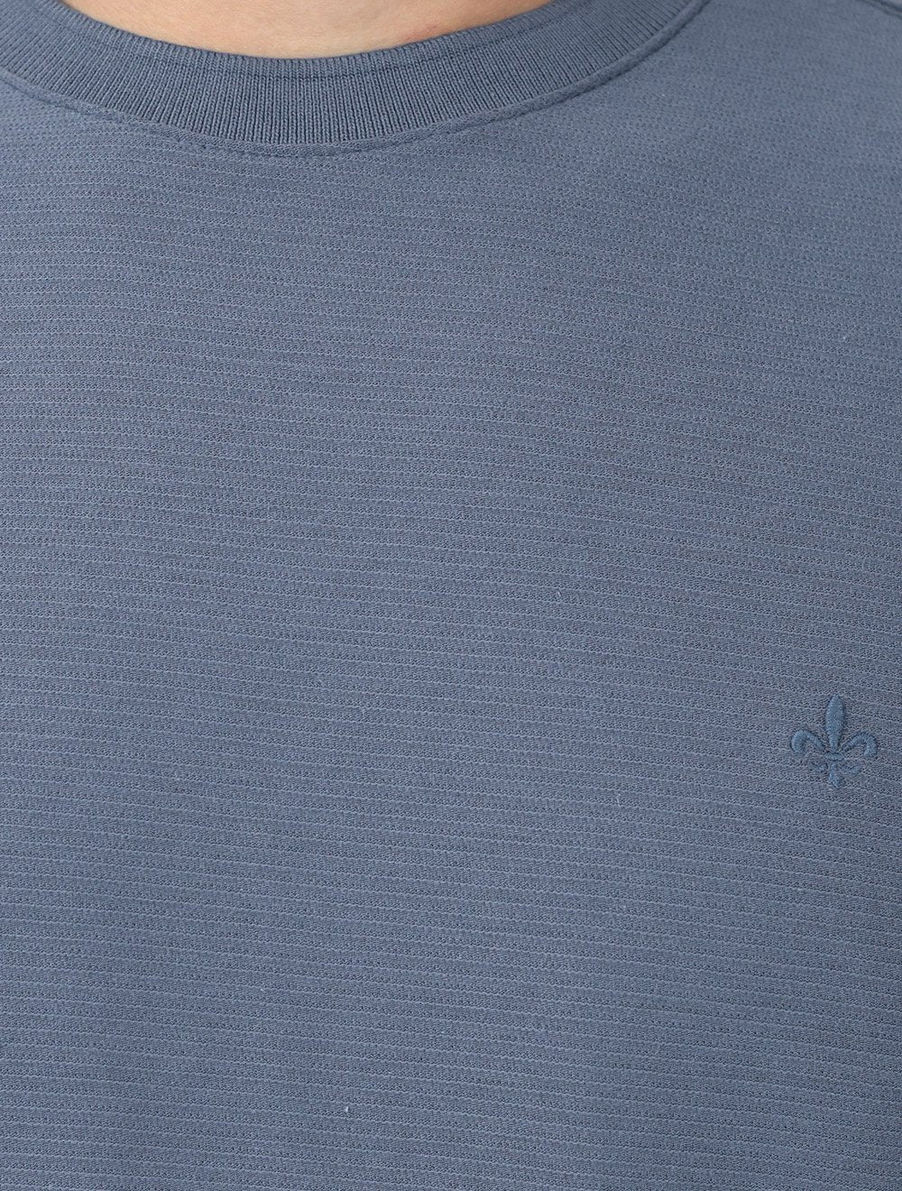 Camiseta Dudalina Regular Fit Jacquard Listras Azul Médio