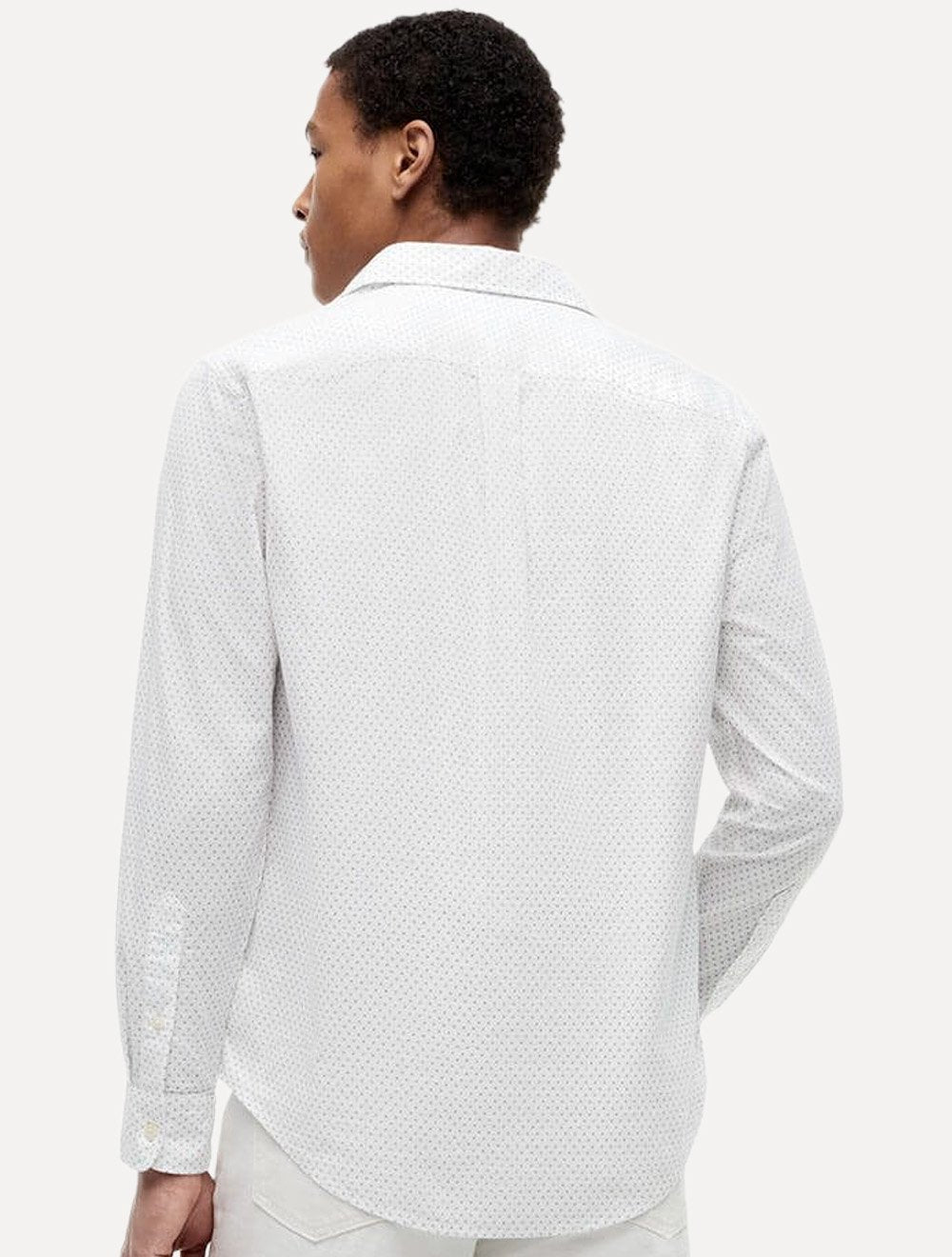 Camisa Tommy Hilfiger Masculina Flex Poplin Mini Print Shirt Branco