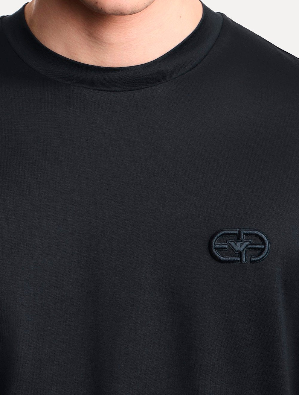 Camiseta Emporio Armani Masculina Lyocell Embroidery Logo Azul Marinho