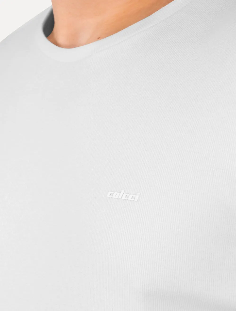 Camiseta Colcci Masculina Slim Malha Canelada Branca