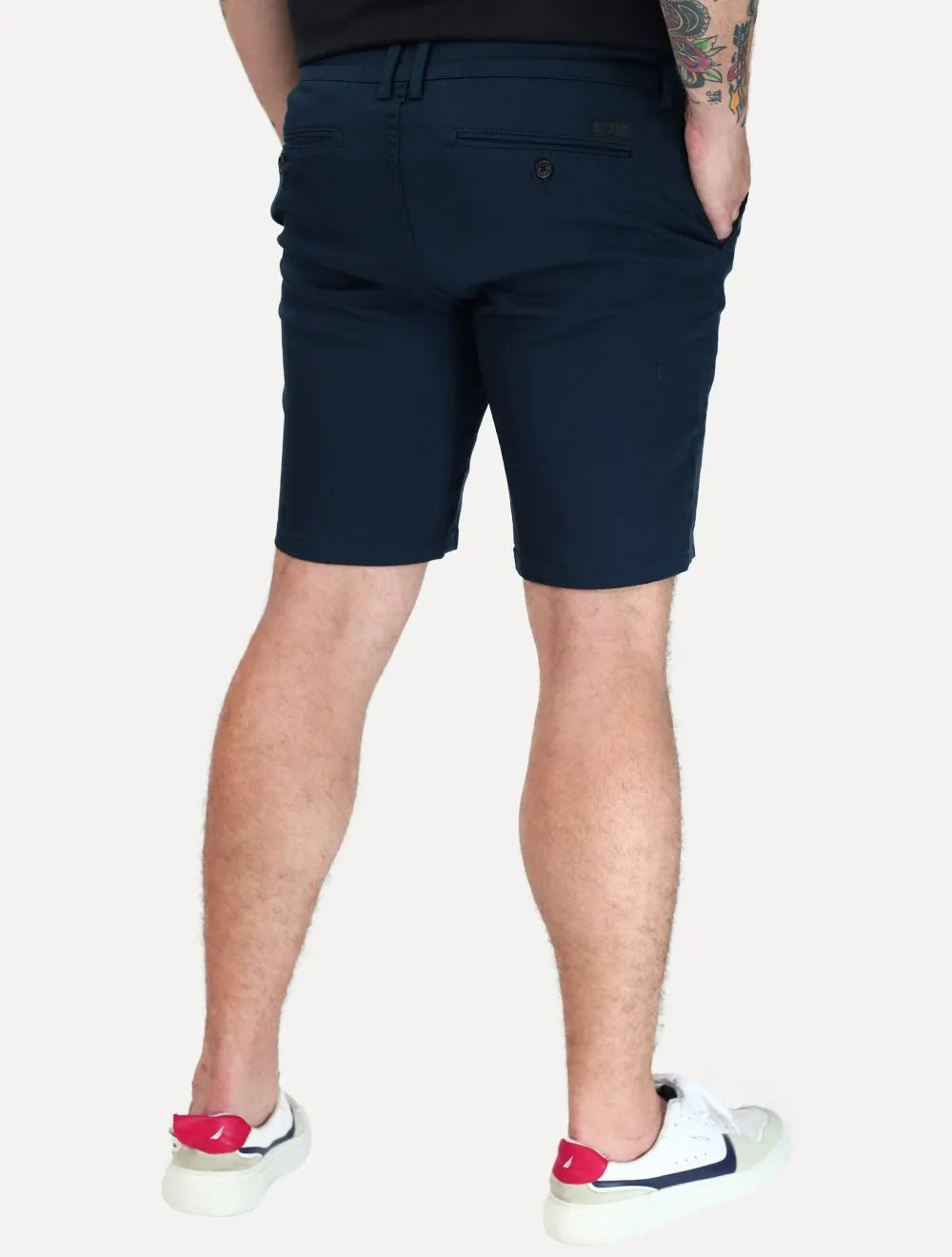 Bermuda K&J Black Masculina Casual Flex Cetim Azul Marinho