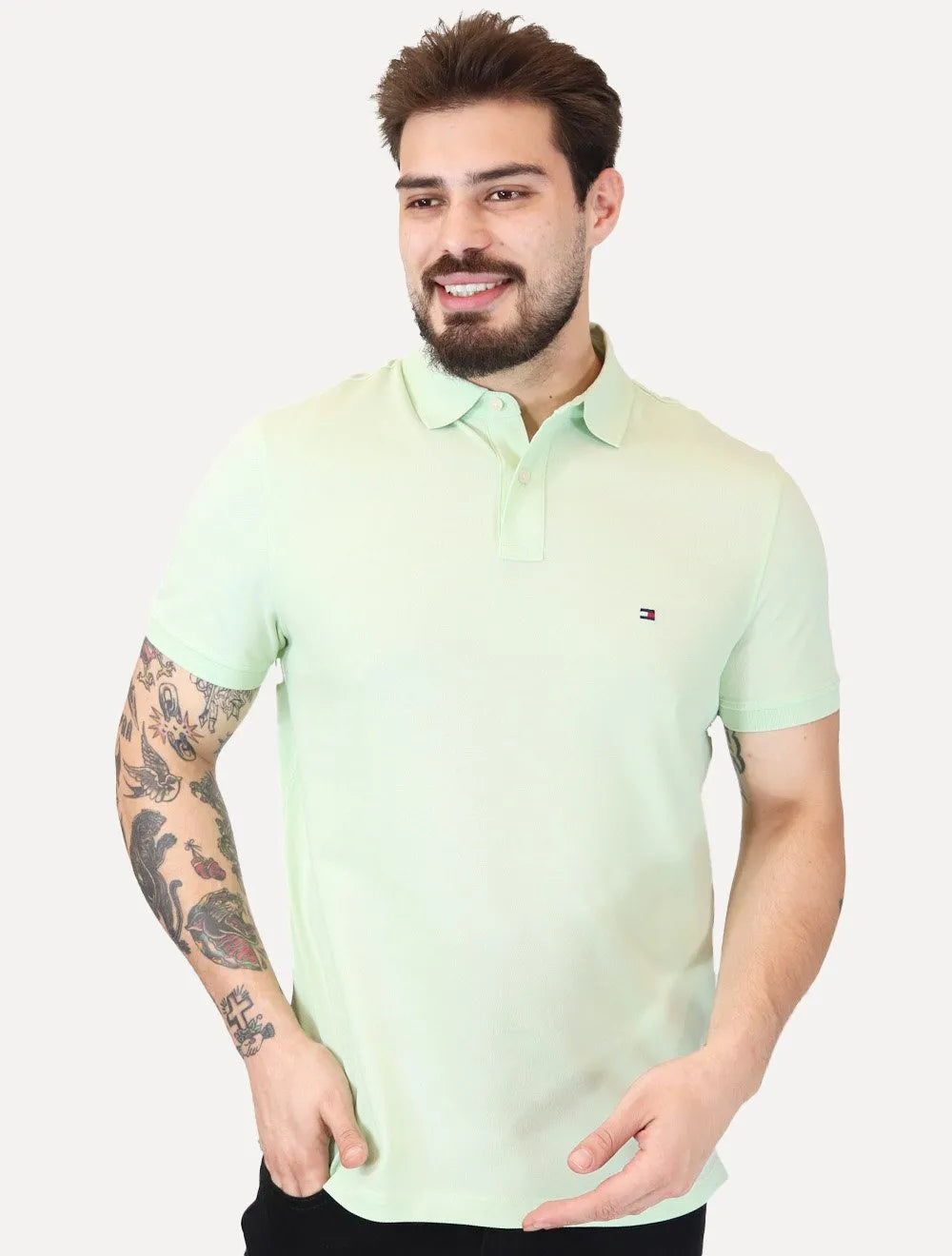 Polo Tommy Hilfiger Masculina Regular Piquet 1985 Opal Verde Claro