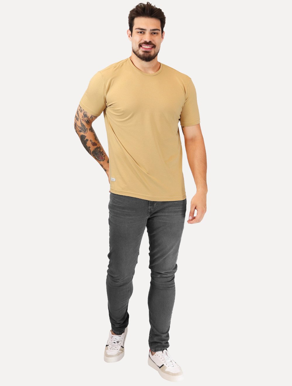 Camiseta King & Joe Masculina Cotton Premium Flex Cáqui