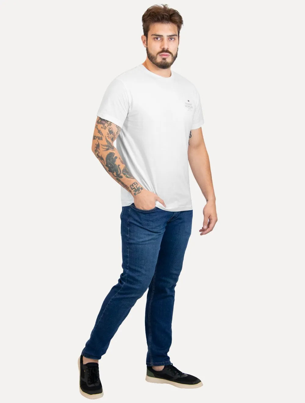 Camiseta Tommy Hilfiger Masculina Stack Brand Love Branca