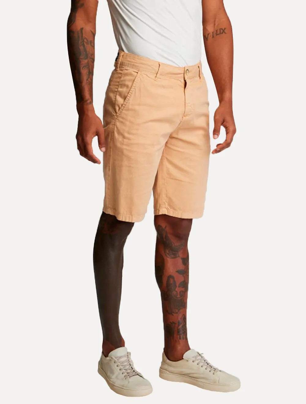 Bermuda King & Joe Masculina Sarja Slim Flamê Cáqui