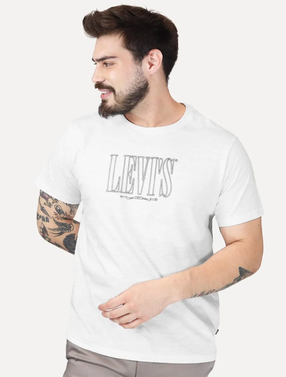 Camiseta Levis Masculina Rope Country Center Logo Branca Mescla