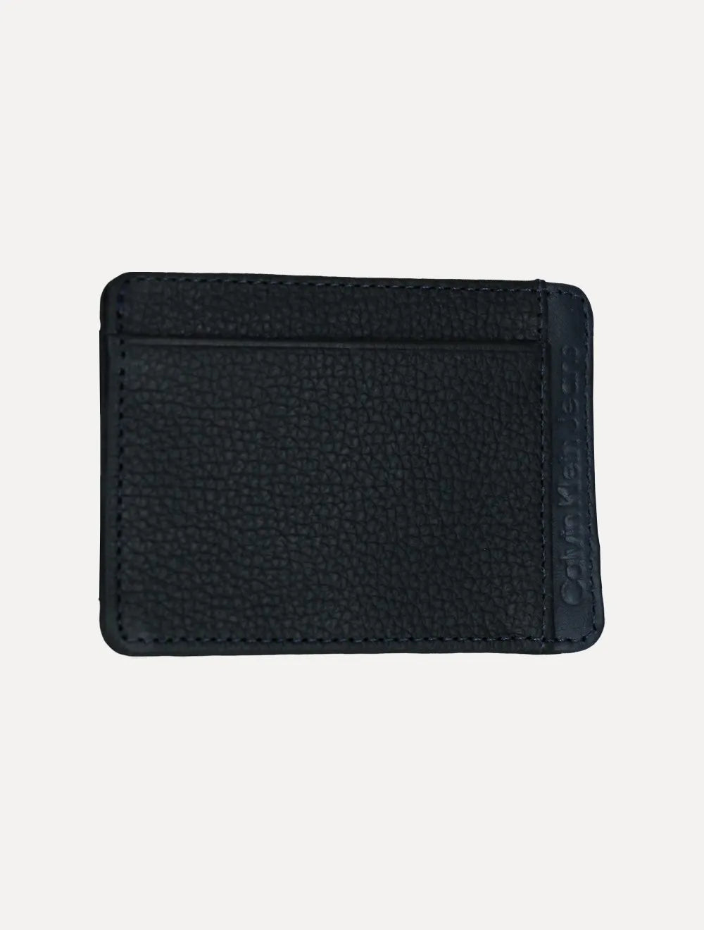 Carteira Calvin Klein Jeans Porta Cartão Couro Floater Vertical Logo Marinho