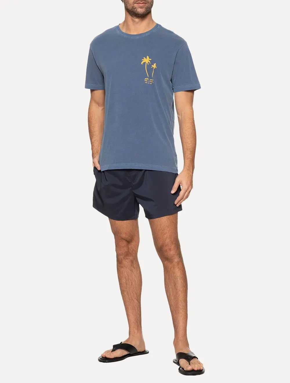 Camiseta Osklen Masculina Regular Stone Palm Sketches Azul Marinho