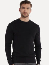 Moletom Calvin Klein Masculino Crewneck Piquet Tag Jogger Preto