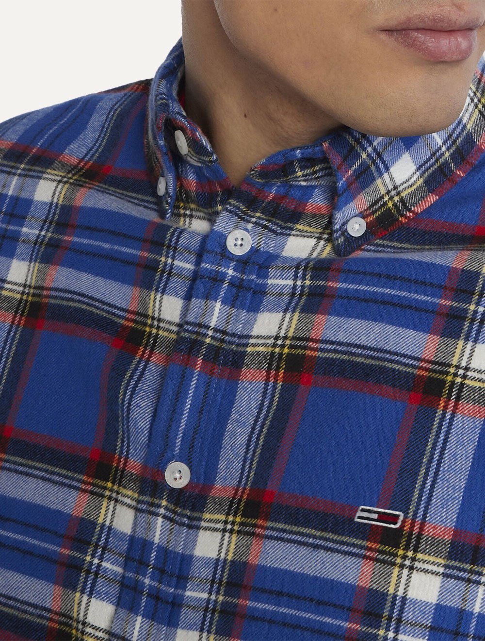 Camisa Tommy Jeans Masculina Regular Xadrez Flannel Check Azul