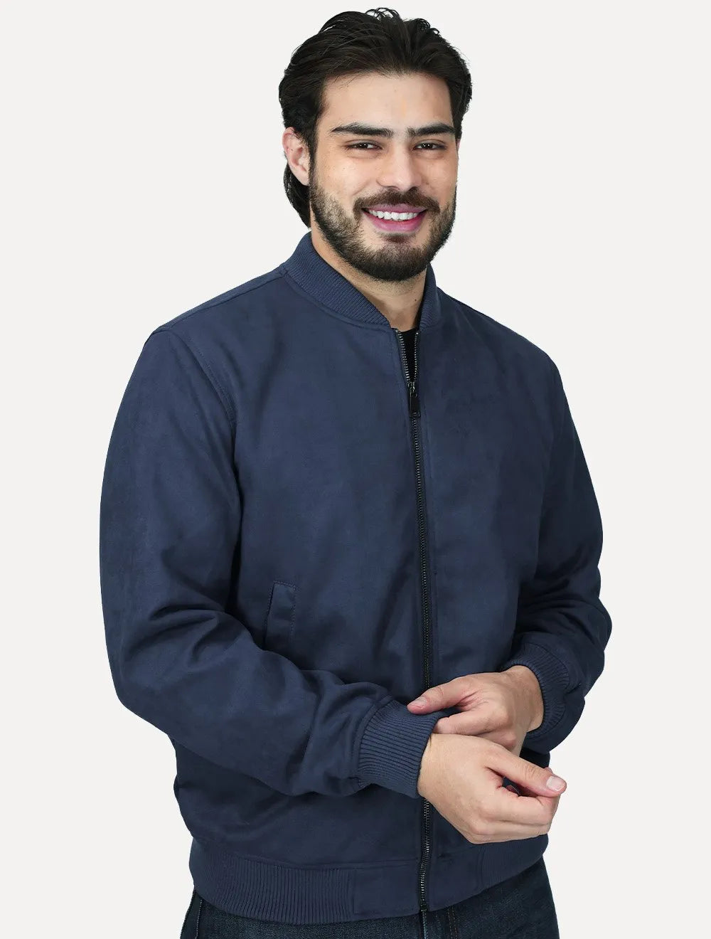 Jaqueta Dixen Masculina Bomber Suede Azul Marinho
