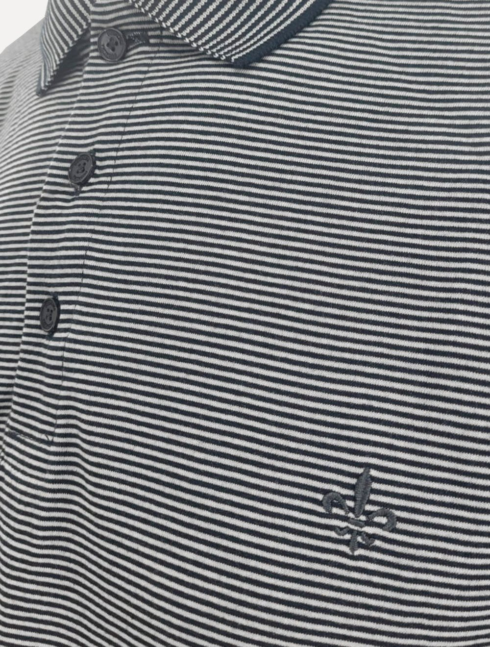 Polo Dudalina Masculina Malha Mini Stripes Azul Marinho