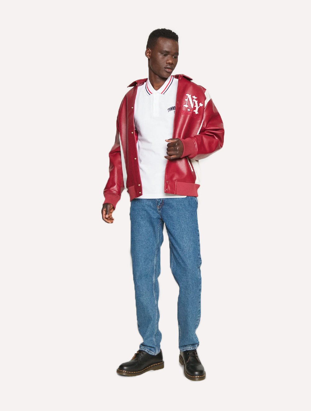 Polo Tommy Jeans Masculina Piquet Regular Graphic Tipped Branca