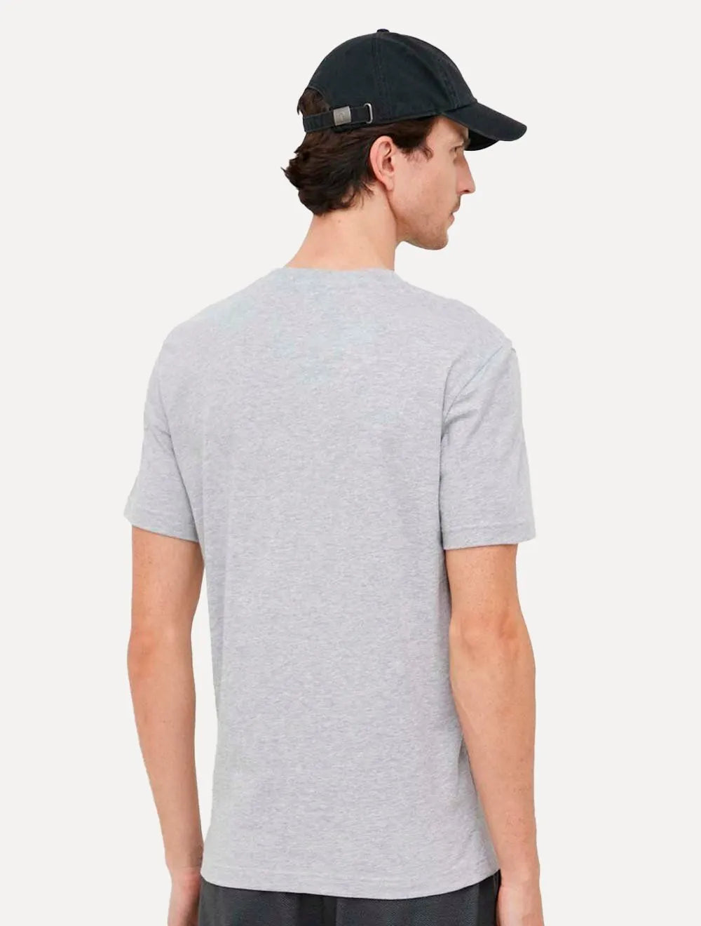 Camiseta Lacoste Masculina Jersey Croco Signature Logo Cinza Mescla