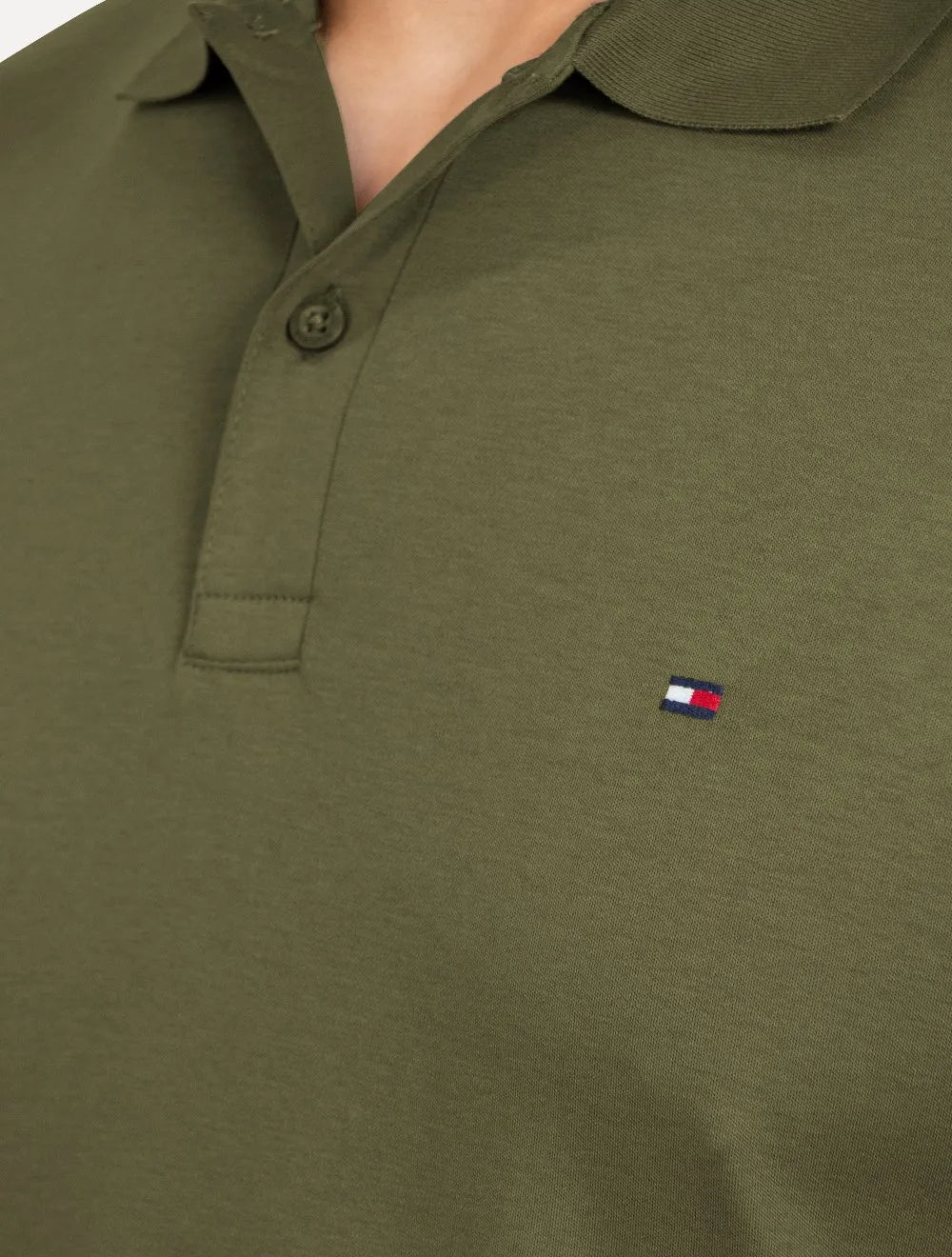 Polo Tommy Hilfiger Masculina Malha Liquid Cotton Essential Verde Militar