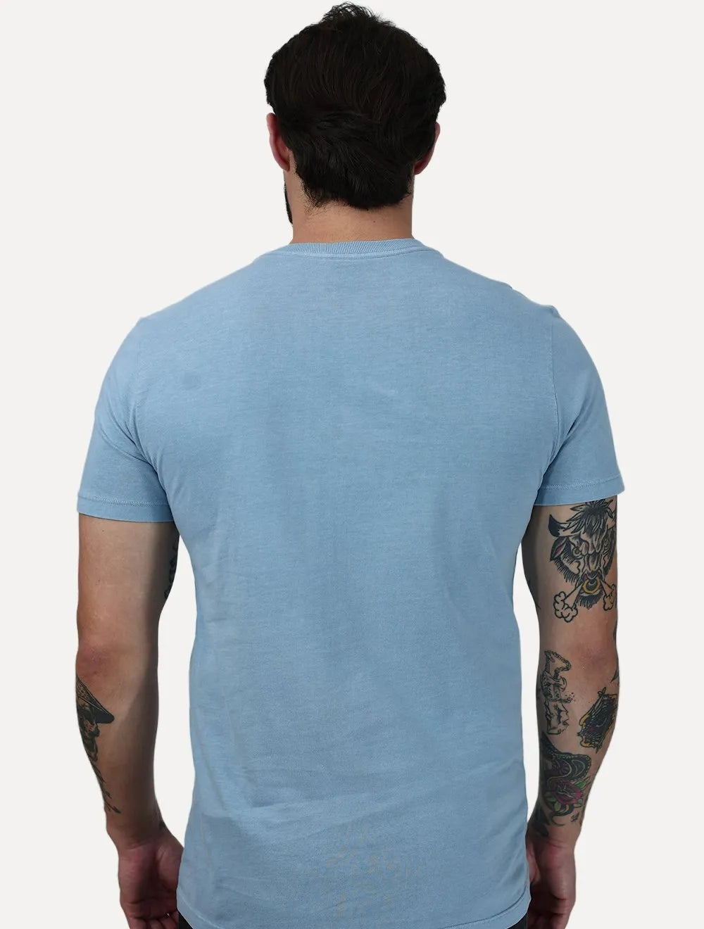 Camiseta Ellus Masculina Cotton Washed Origin. Classic Azul Claro