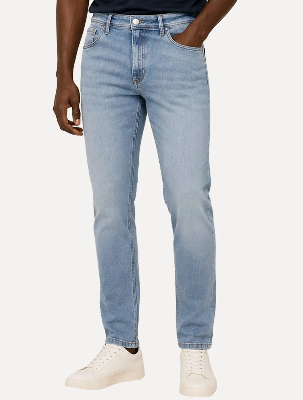 Calça Dudalina Jeans Masculina Slim Denim Dry Delave Jeans Claro