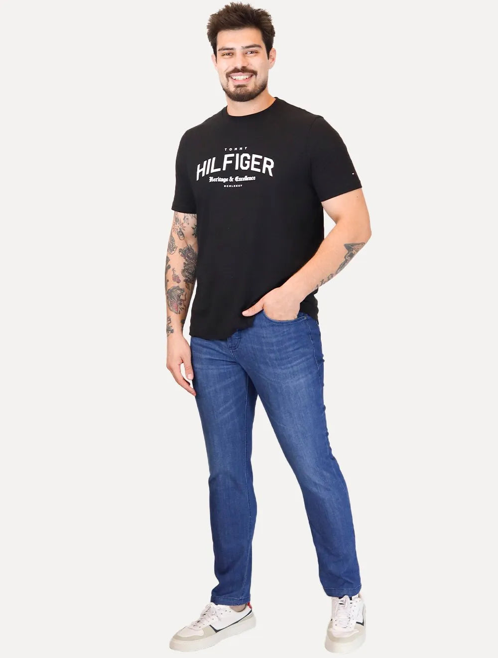 Calça Original Penguin Jeans Masculina Slim Five Pockets Azul Marinho