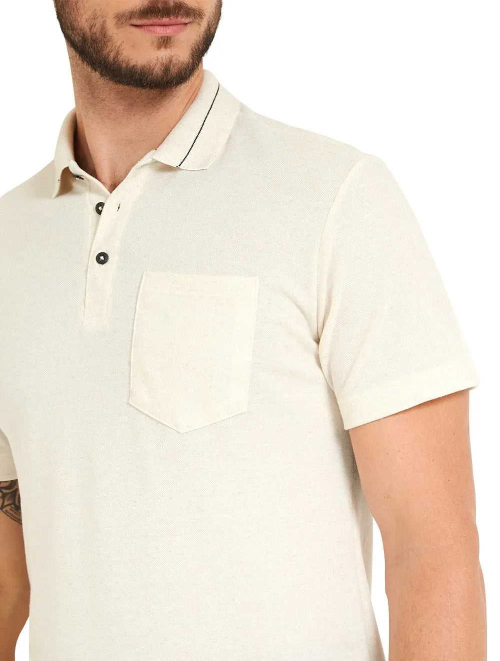 Polo Forum Masculina Muscle Linho Pocket Caqui Mescla Claro